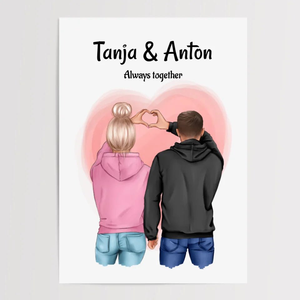 Pärchen Valentinstag Bild Geschenk personalisiert - Cantty