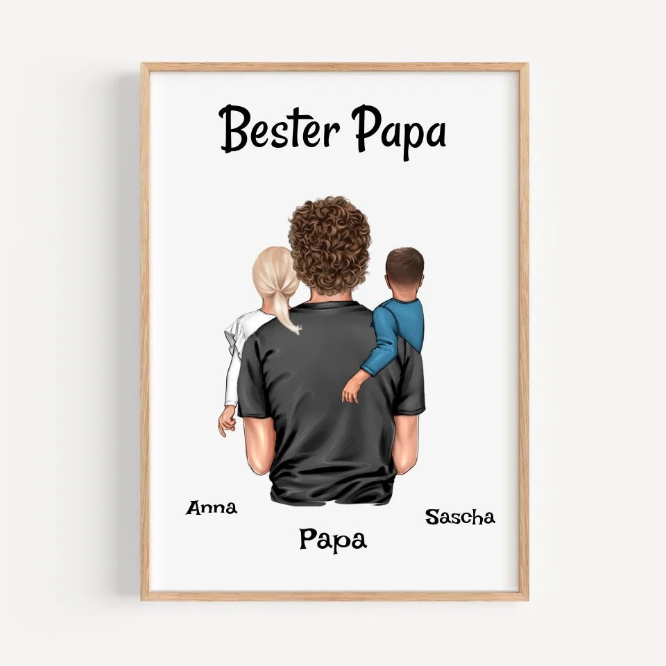 Bester Papa Bild Geschenk von Kinder personalisiert - Cantty