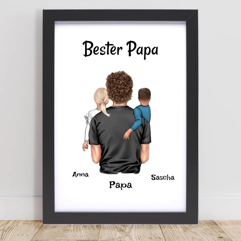 Bester Papa Bild Geschenk von Kinder personalisiert - Cantty