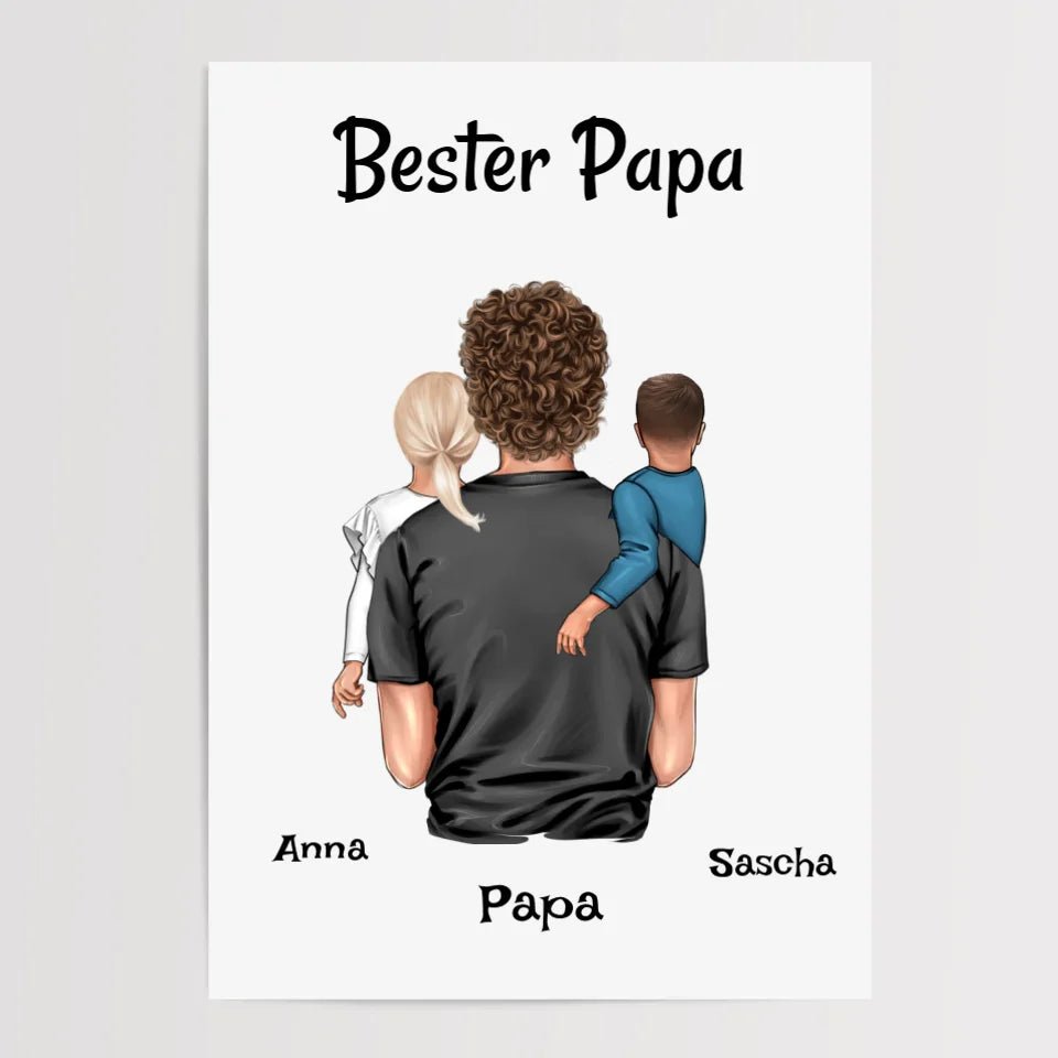 Bester Papa Bild Geschenk von Kinder personalisiert - Cantty