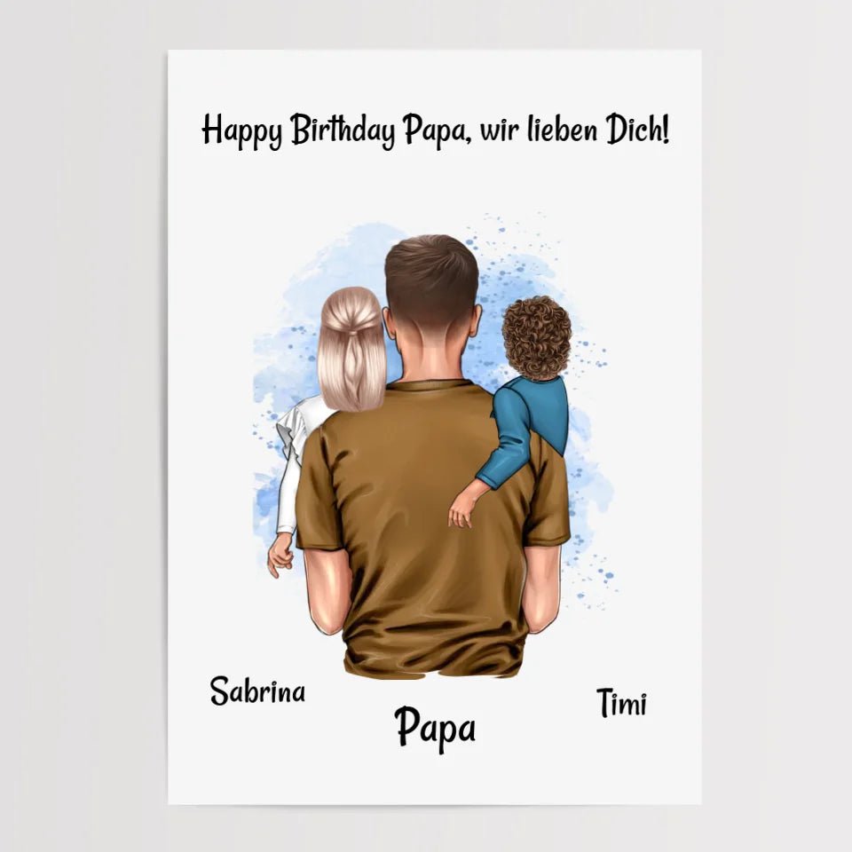 Papa Poster Geschenk personalisiert von Kleinkinder - Cantty