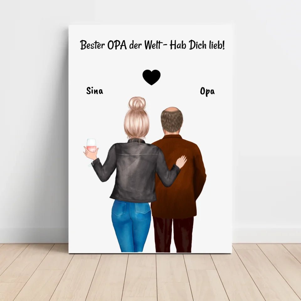 Opa und erwachsene Enkeltochter Bild personalisiert - Cantty