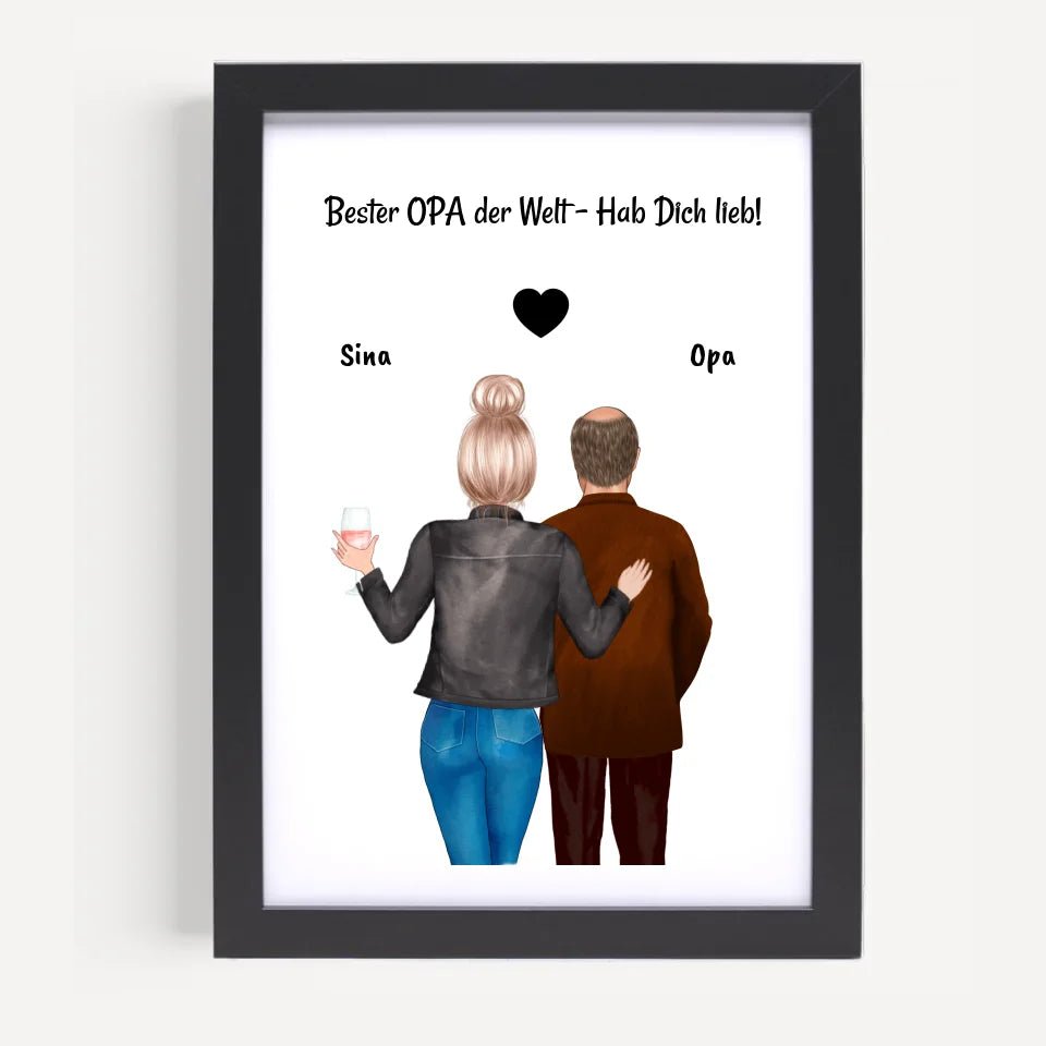 Opa und erwachsene Enkeltochter Bild personalisiert - Cantty
