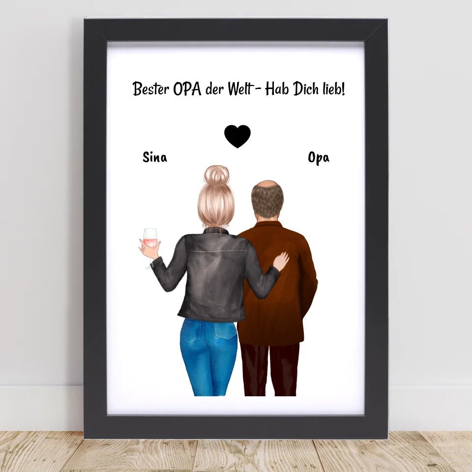 Opa und erwachsene Enkeltochter Bild personalisiert - Cantty