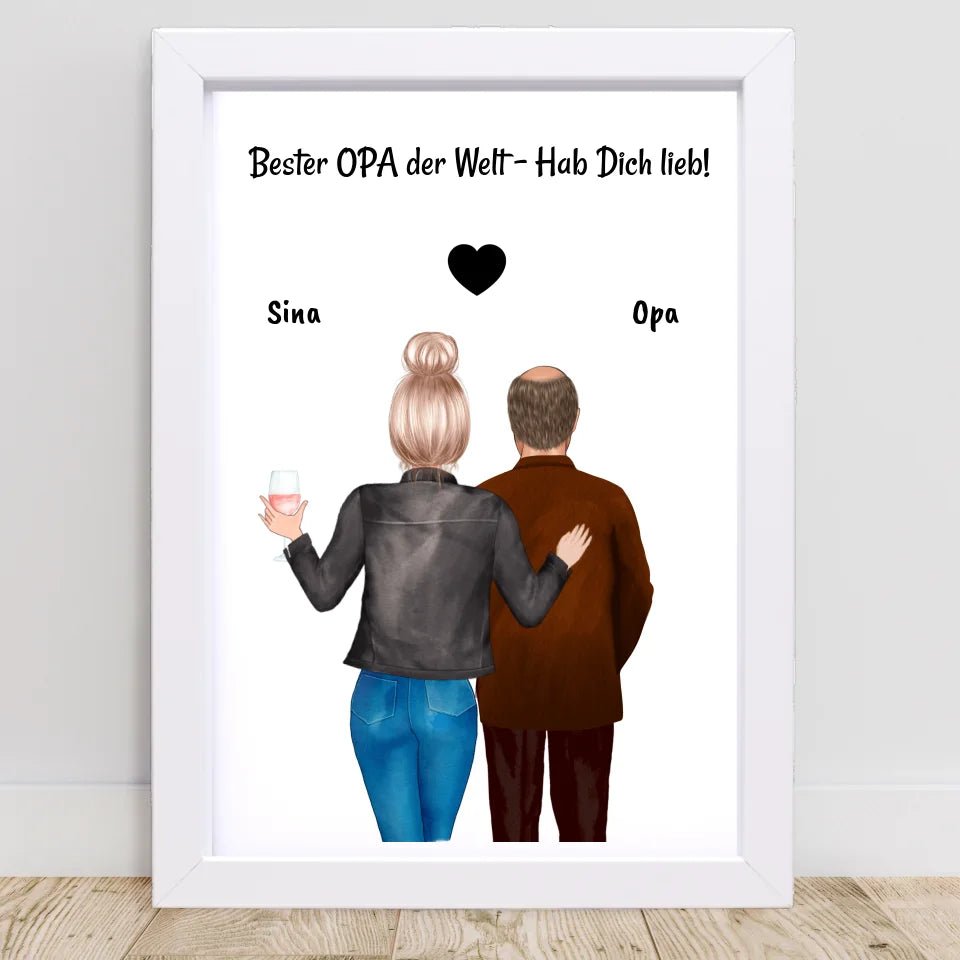 Opa und erwachsene Enkeltochter Bild personalisiert - Cantty