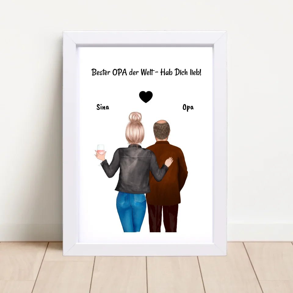 Opa und erwachsene Enkeltochter Bild personalisiert - Cantty