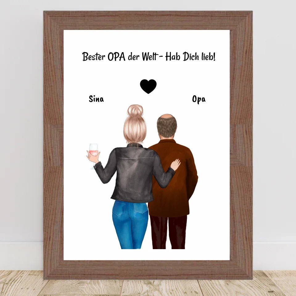Opa und erwachsene Enkeltochter Bild personalisiert - Cantty