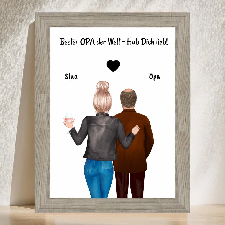 Opa und erwachsene Enkeltochter Bild personalisiert - Cantty