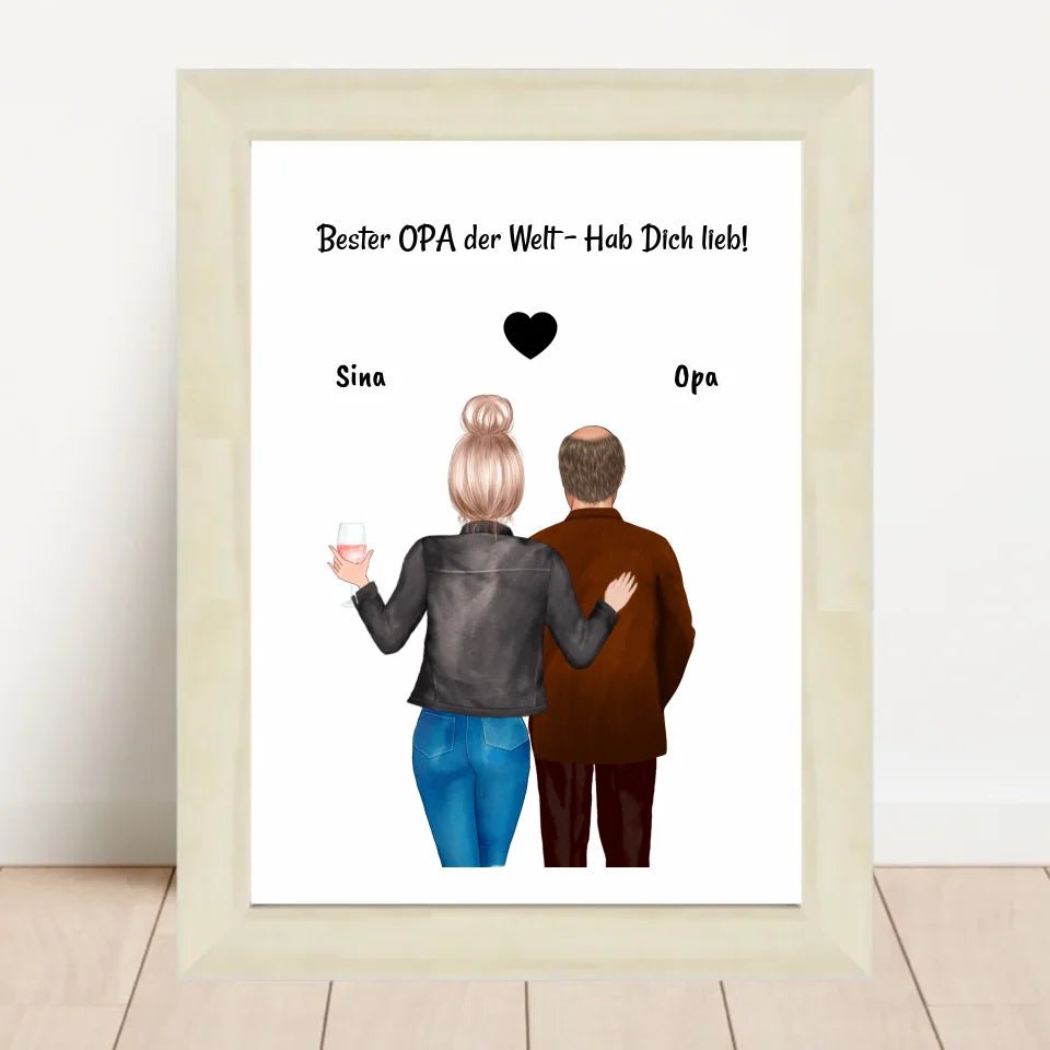Opa und erwachsene Enkeltochter Bild personalisiert - Cantty