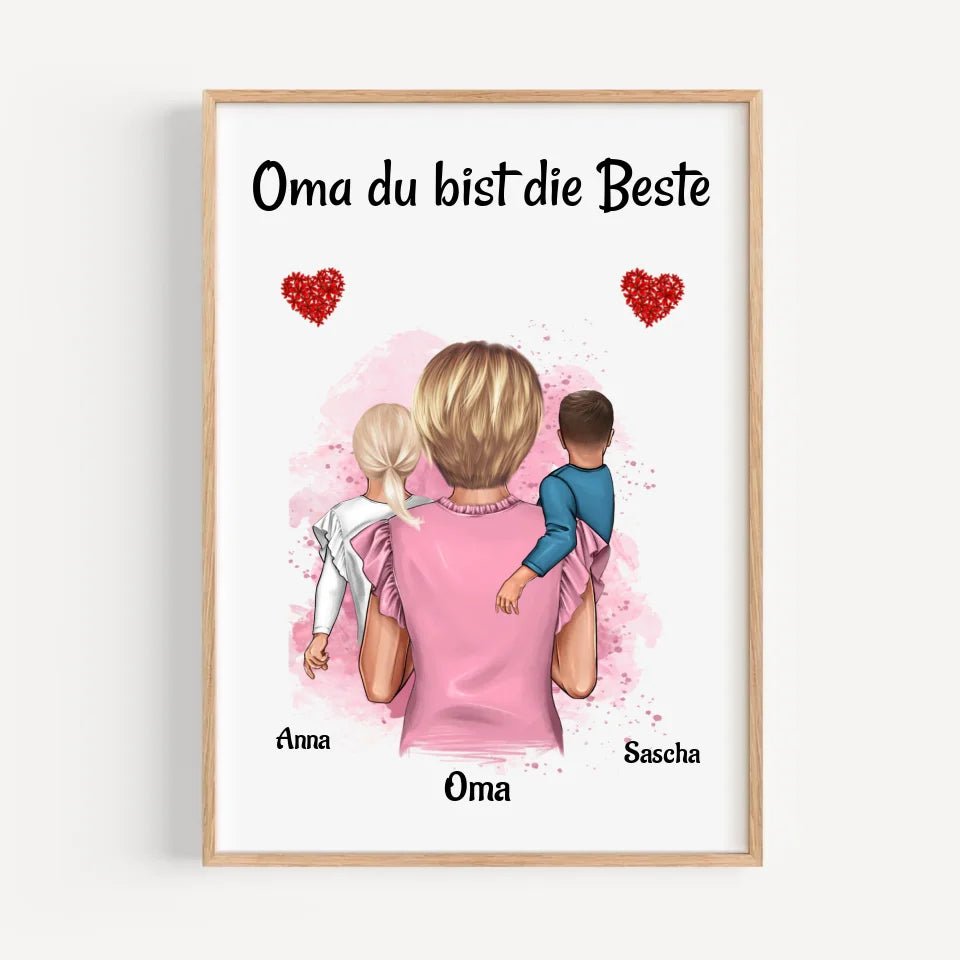 Oma 1 - 2 Enkelkinder Poster personalisiert - Cantty