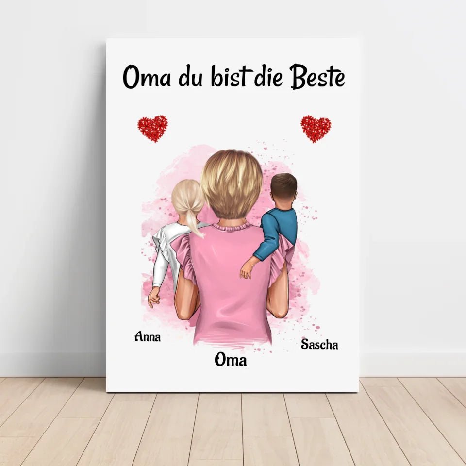 Oma 1 - 2 Enkelkinder Poster personalisiert - Cantty