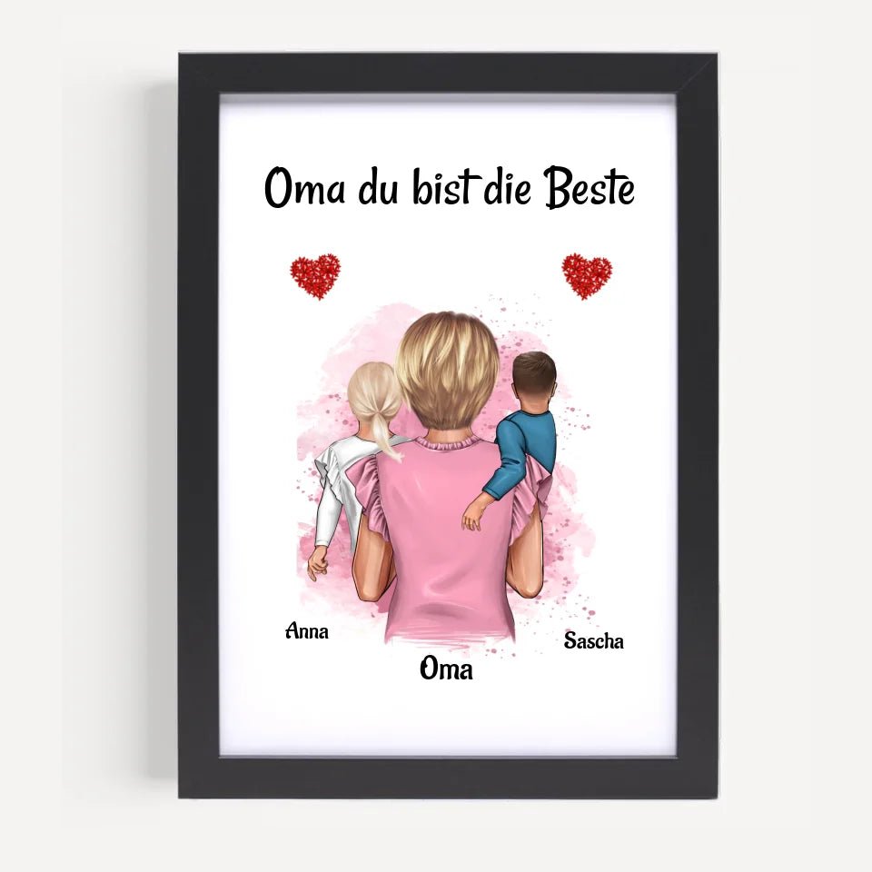 Oma 1 - 2 Enkelkinder Poster personalisiert - Cantty
