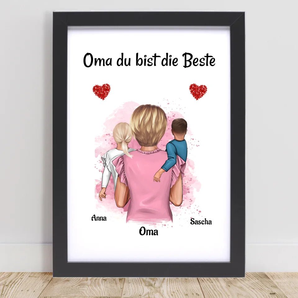 Oma 1 - 2 Enkelkinder Poster personalisiert - Cantty