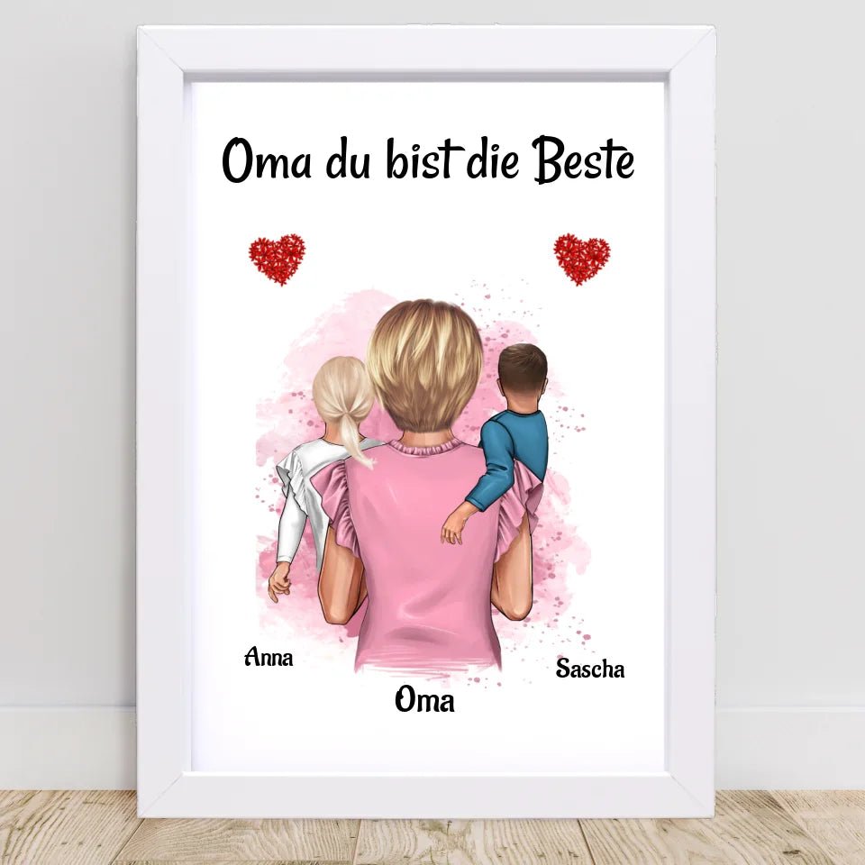 Oma 1 - 2 Enkelkinder Poster personalisiert - Cantty