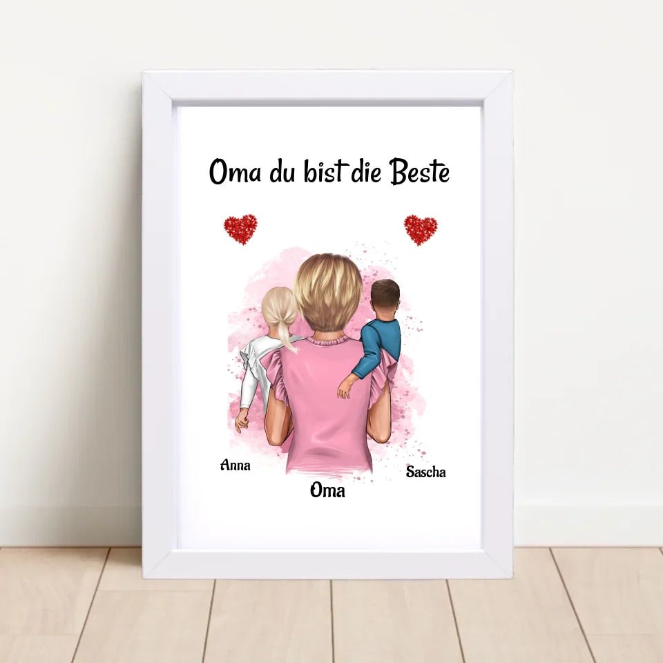 Oma 1 - 2 Enkelkinder Poster personalisiert - Cantty