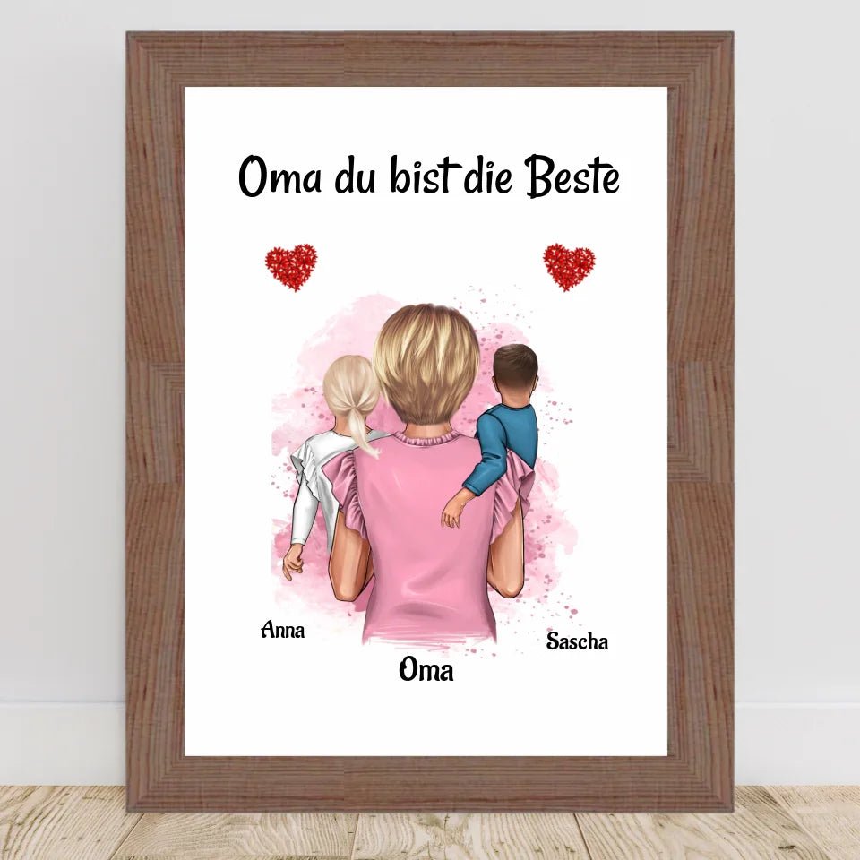 Oma 1 - 2 Enkelkinder Poster personalisiert - Cantty