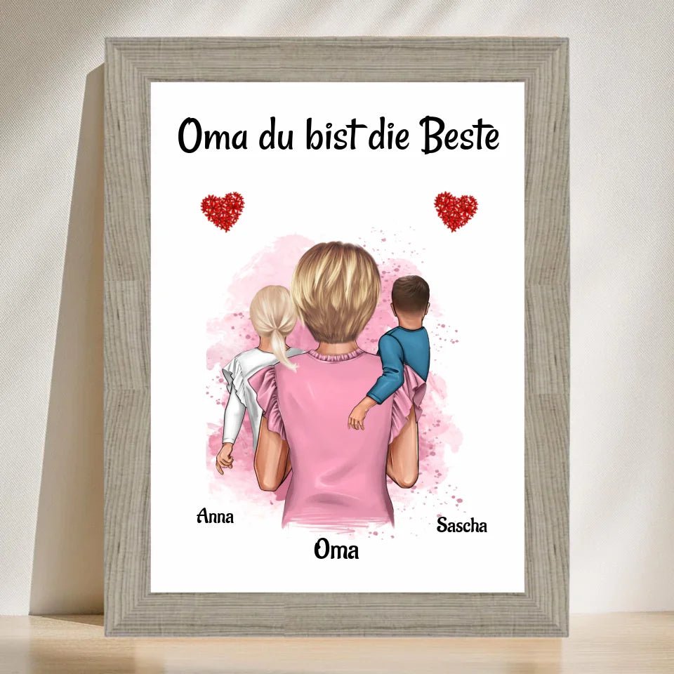 Oma 1 - 2 Enkelkinder Poster personalisiert - Cantty