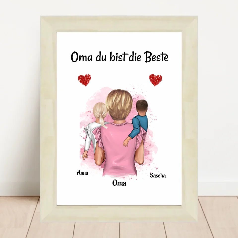 Oma 1 - 2 Enkelkinder Poster personalisiert - Cantty