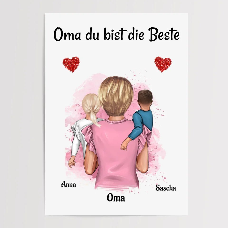 Oma 1 - 2 Enkelkinder Poster personalisiert - Cantty