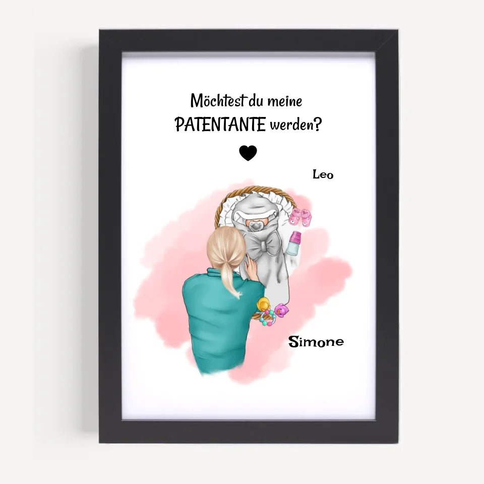 Patentante Fragen Geschenk Poster personalisiert - Cantty