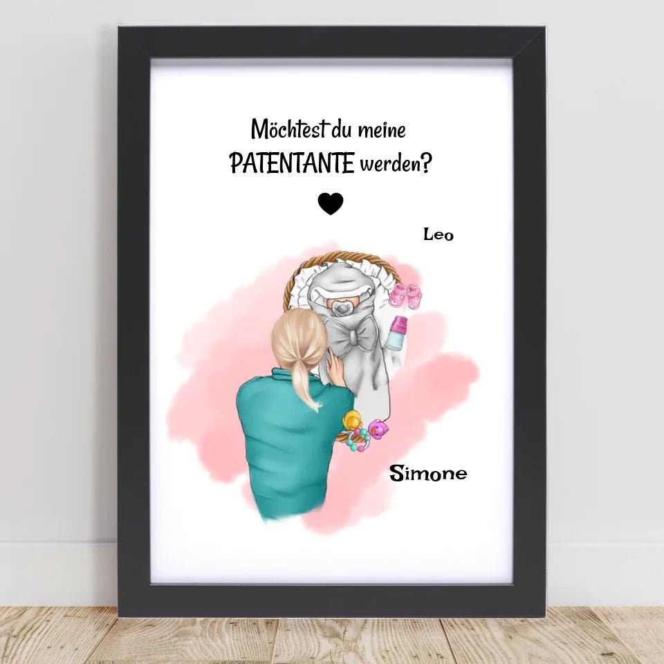 Patentante Fragen Geschenk Poster personalisiert - Cantty