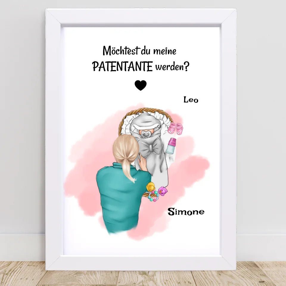 Patentante Fragen Geschenk Poster personalisiert - Cantty