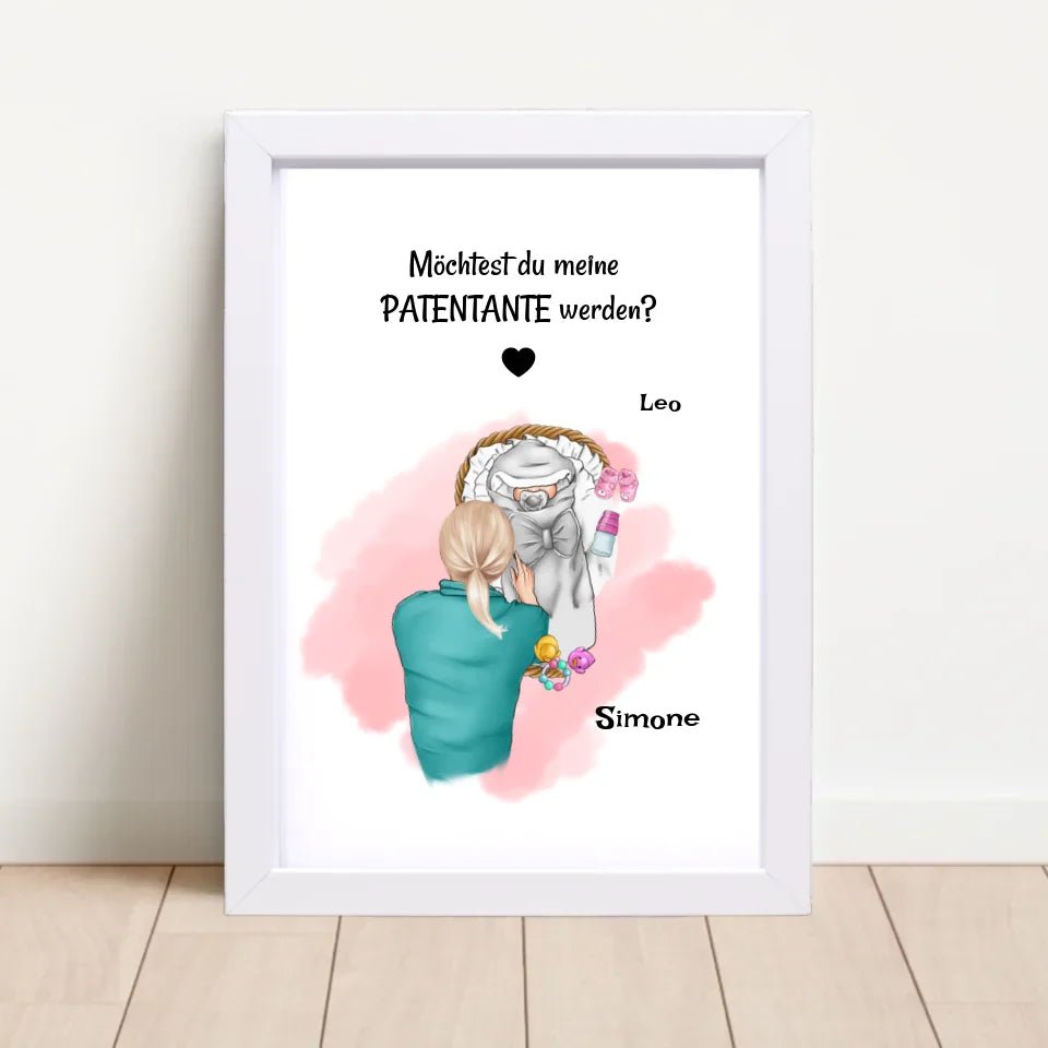 Patentante Fragen Geschenk Poster personalisiert - Cantty