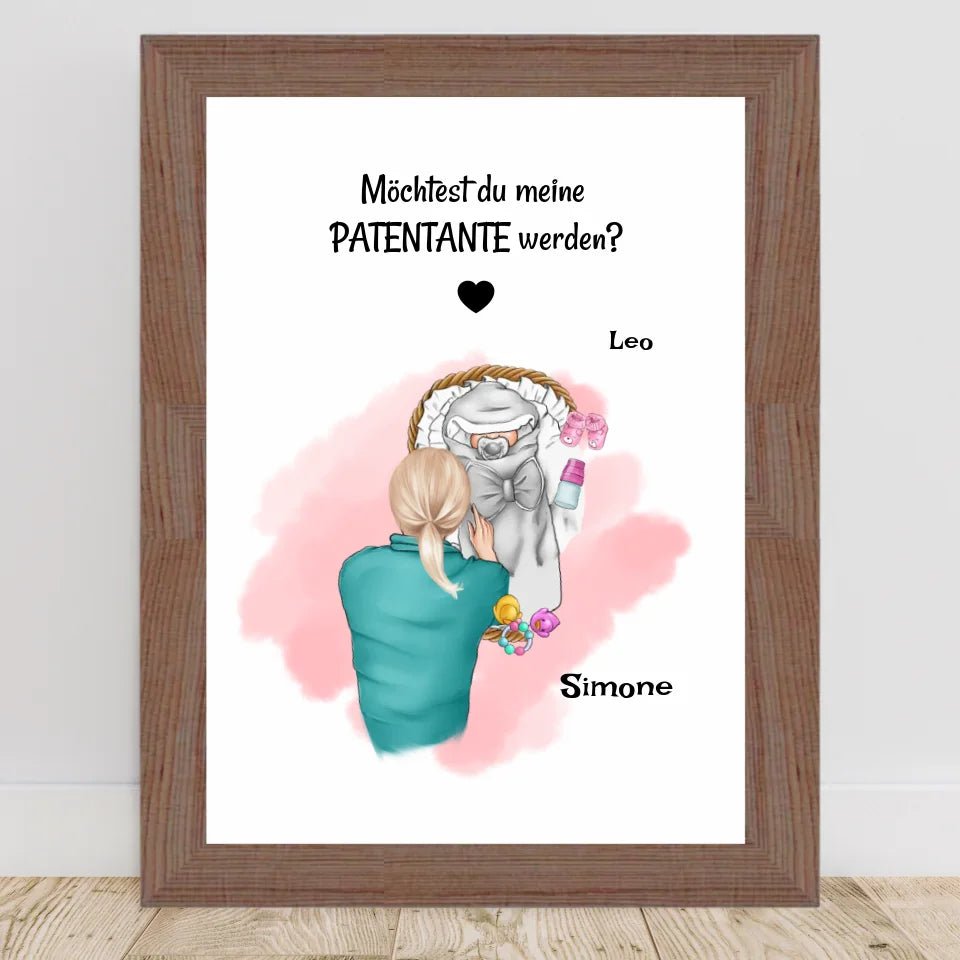 Patentante Fragen Geschenk Poster personalisiert - Cantty