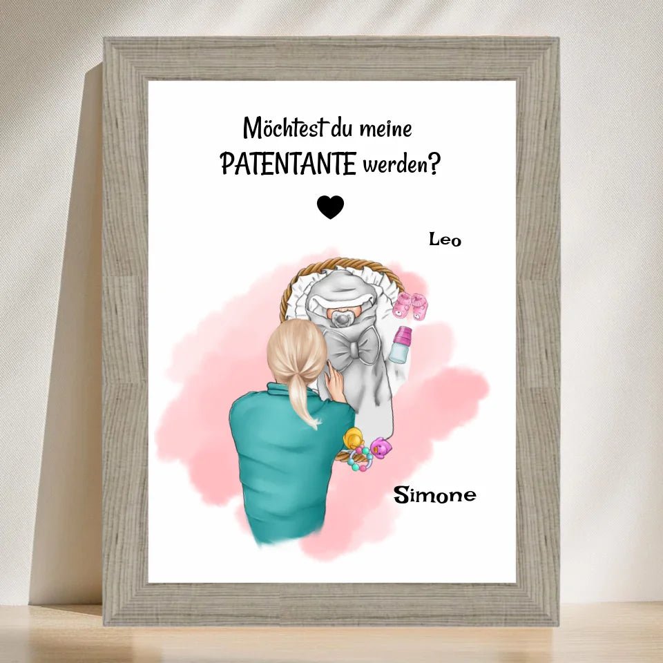 Patentante Fragen Geschenk Poster personalisiert - Cantty