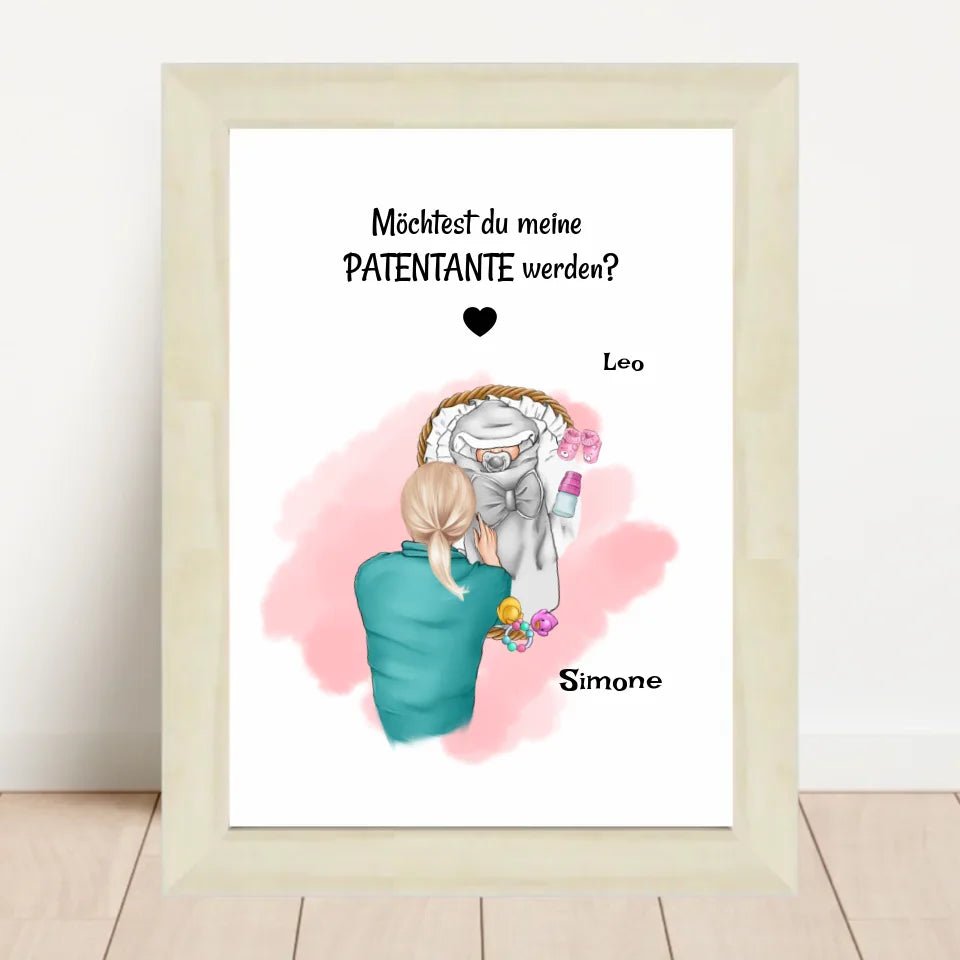 Patentante Fragen Geschenk Poster personalisiert - Cantty