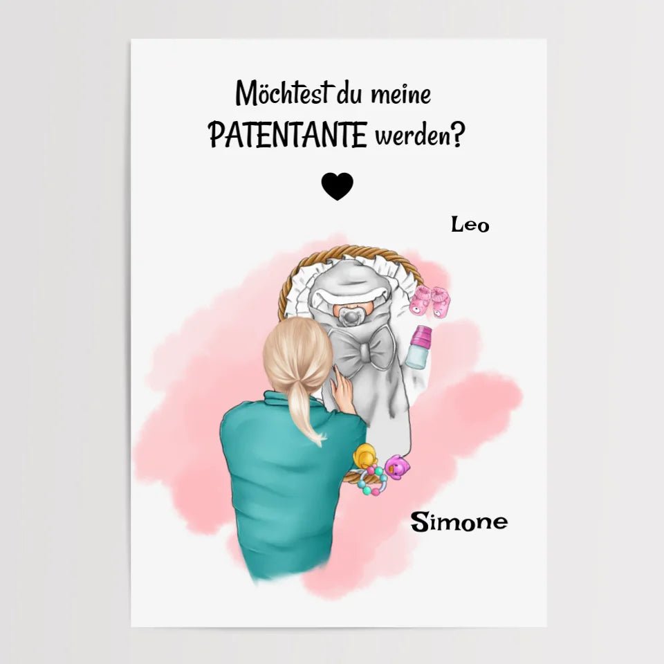 Patentante Fragen Geschenk Poster personalisiert - Cantty