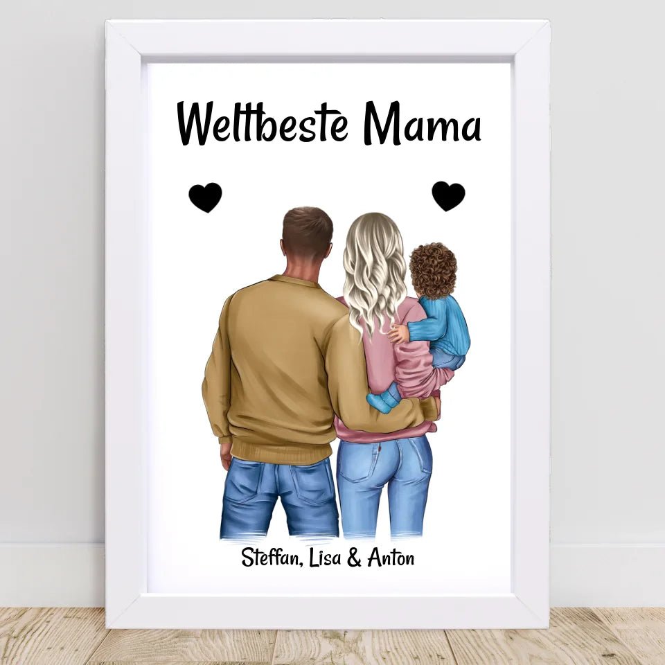 Muttertag Poster Mama Papa und kleines Kind personalisiert - Cantty