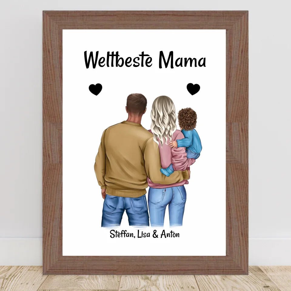 Muttertag Poster Mama Papa und kleines Kind personalisiert - Cantty
