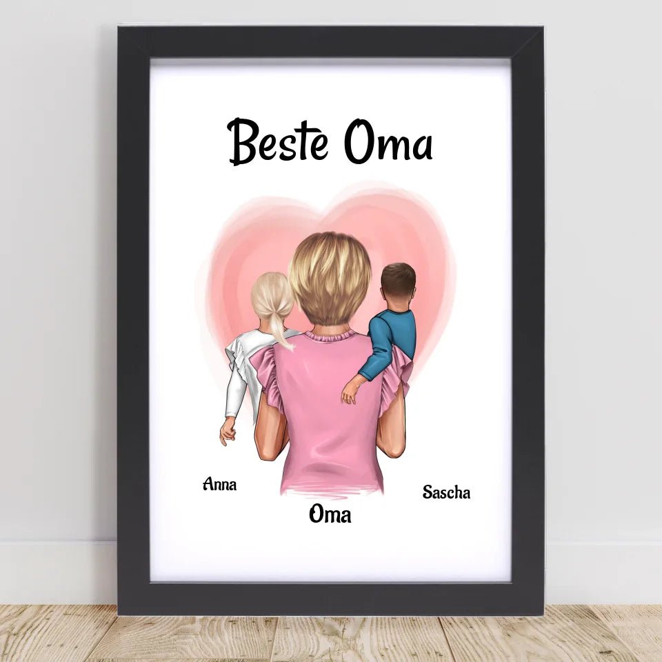 Oma Enkel Muttertagsgeschenk Bild personalisiert, Poster Geschenk zum Muttertag - Cantty