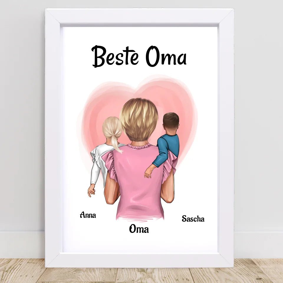 Oma Enkel Muttertagsgeschenk Bild personalisiert, Poster Geschenk zum Muttertag - Cantty