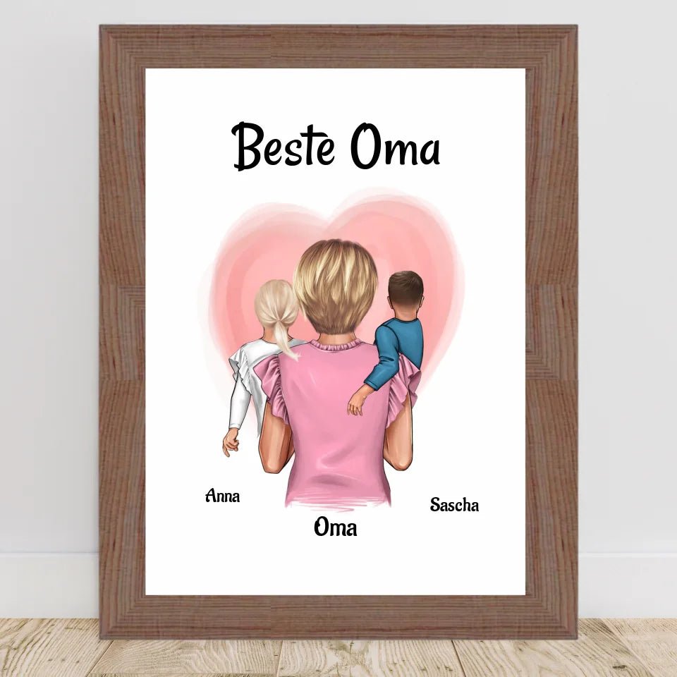 Oma Enkel Muttertagsgeschenk Bild personalisiert, Poster Geschenk zum Muttertag - Cantty