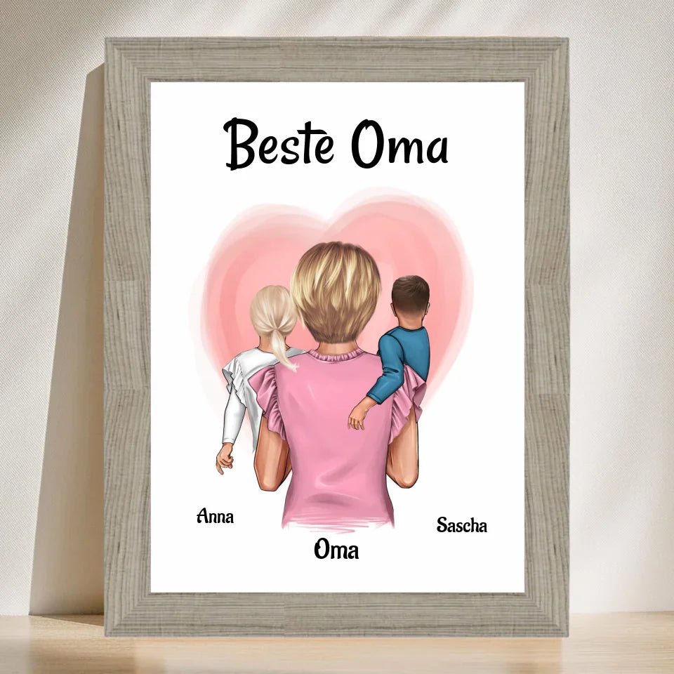 Oma Enkel Muttertagsgeschenk Bild personalisiert, Poster Geschenk zum Muttertag - Cantty