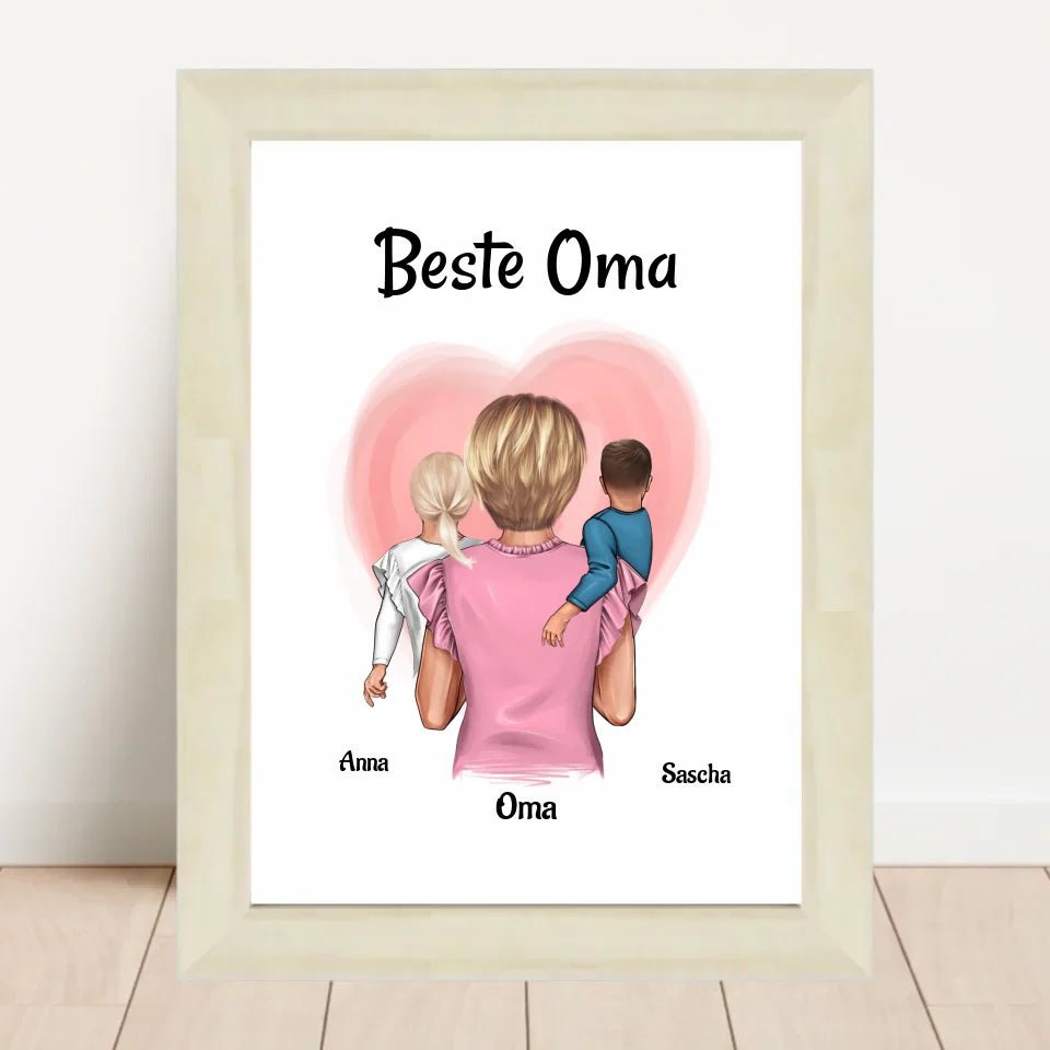 Oma Enkel Muttertagsgeschenk Bild personalisiert, Poster Geschenk zum Muttertag - Cantty