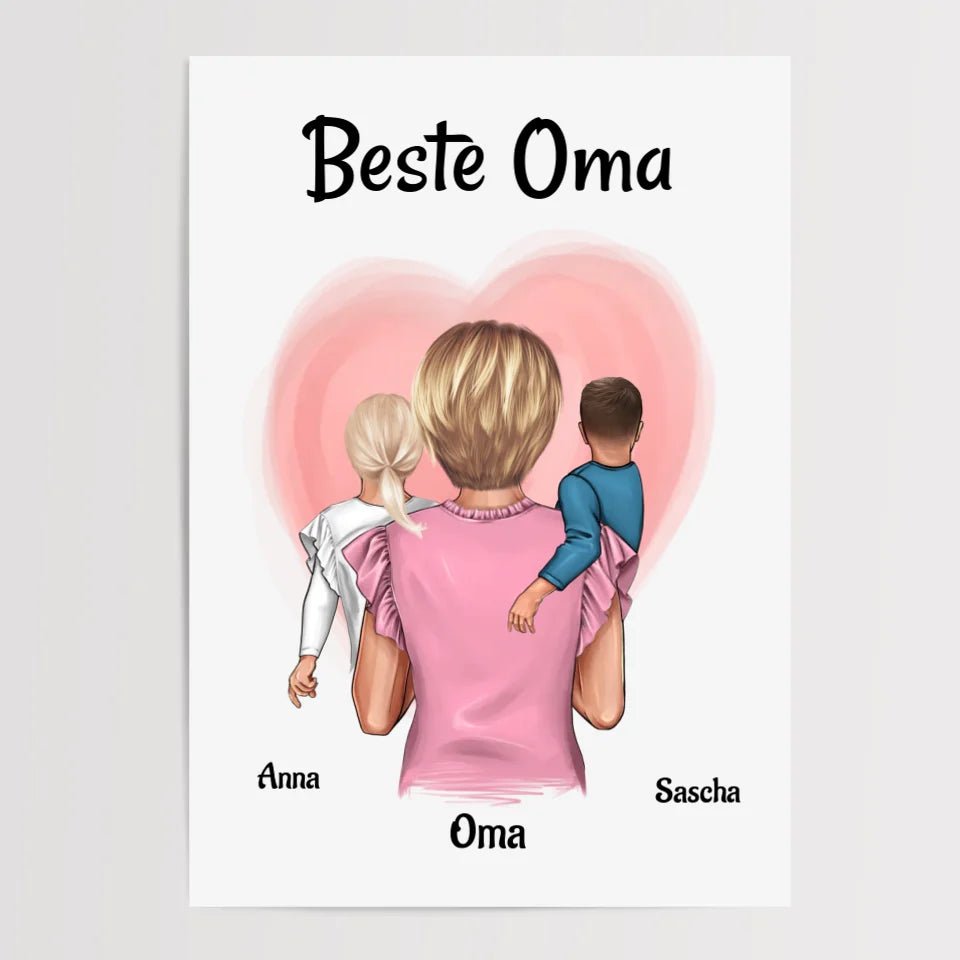 Oma Enkel Muttertagsgeschenk Bild personalisiert, Poster Geschenk zum Muttertag - Cantty