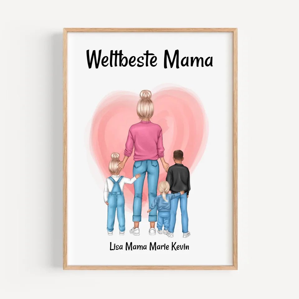 Muttertagsgeschenk Mama 1 - 3 Kinder Bild personalisiert - Cantty