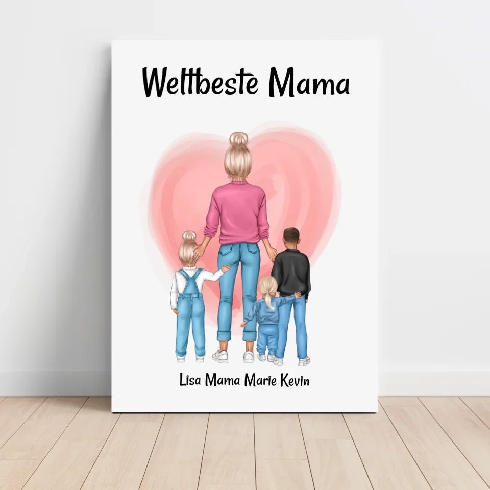 Muttertagsgeschenk Mama 1 - 3 Kinder Bild personalisiert - Cantty