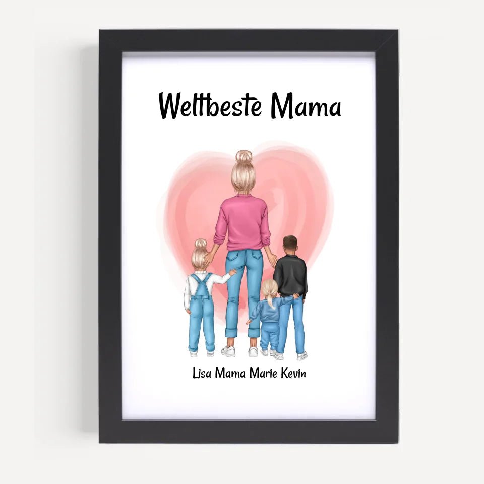 Muttertagsgeschenk Mama 1 - 3 Kinder Bild personalisiert - Cantty