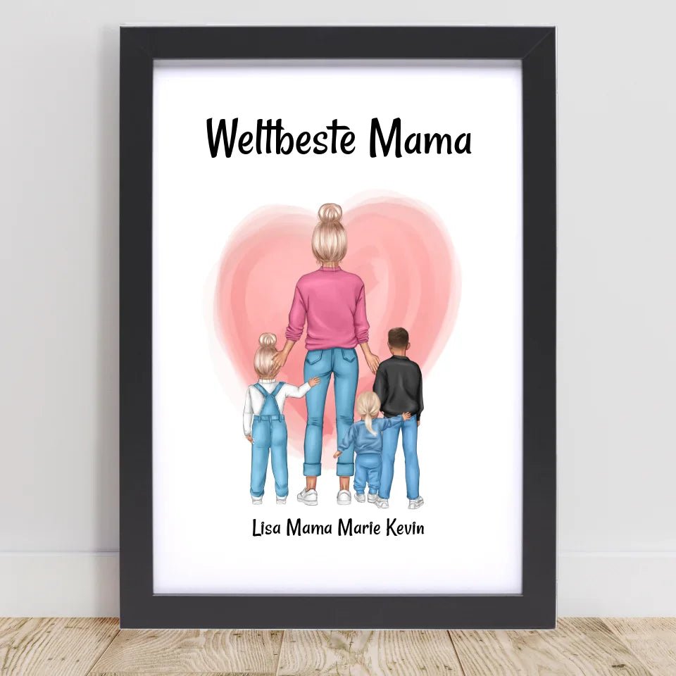 Muttertagsgeschenk Mama 1 - 3 Kinder Bild personalisiert - Cantty