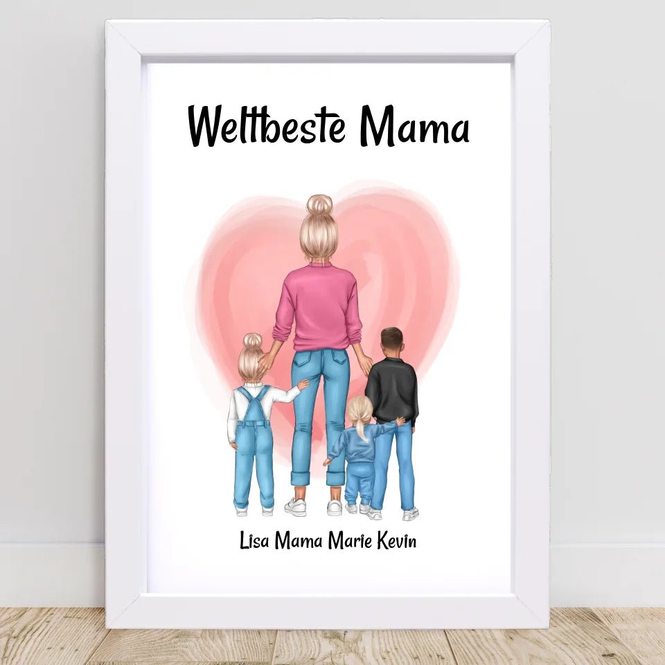 Muttertagsgeschenk Mama 1 - 3 Kinder Bild personalisiert - Cantty