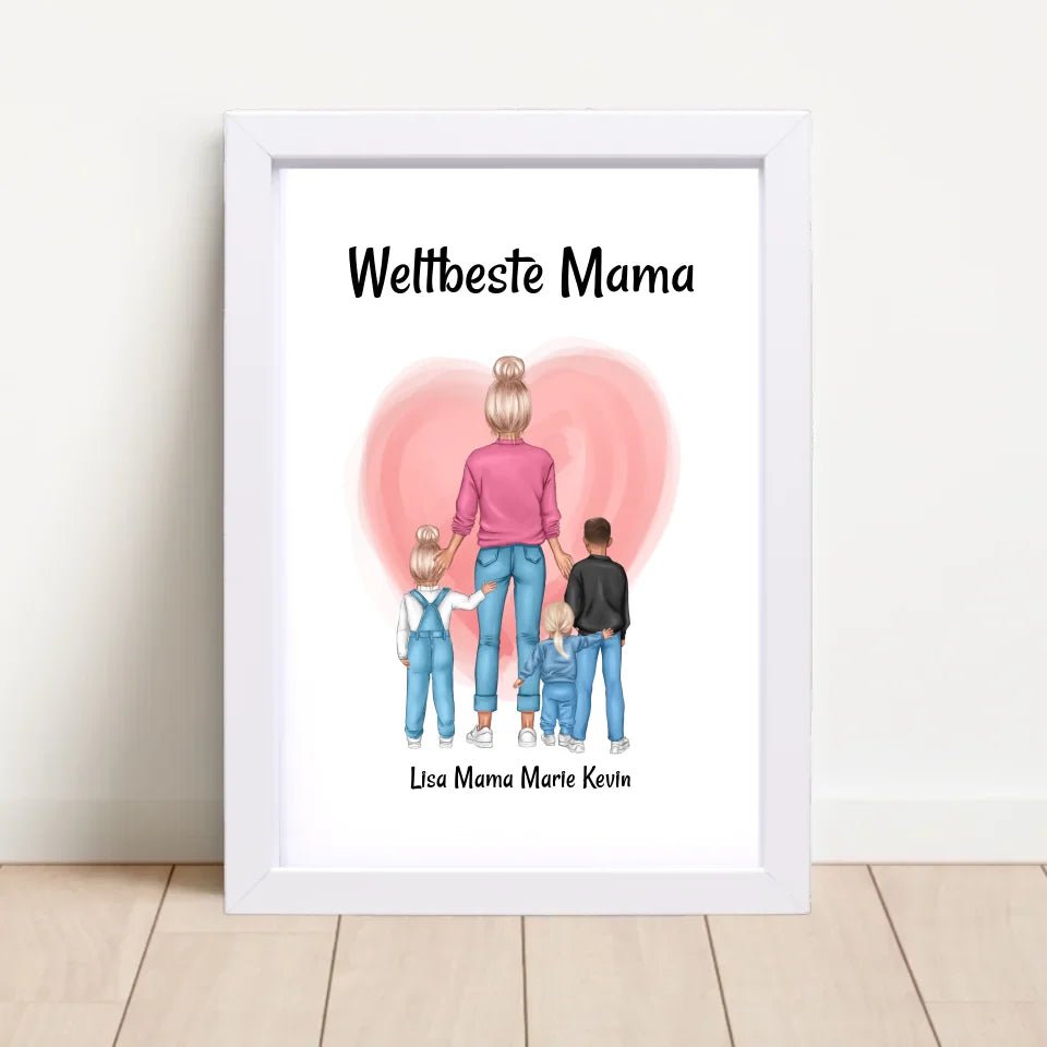Muttertagsgeschenk Mama 1 - 3 Kinder Bild personalisiert - Cantty