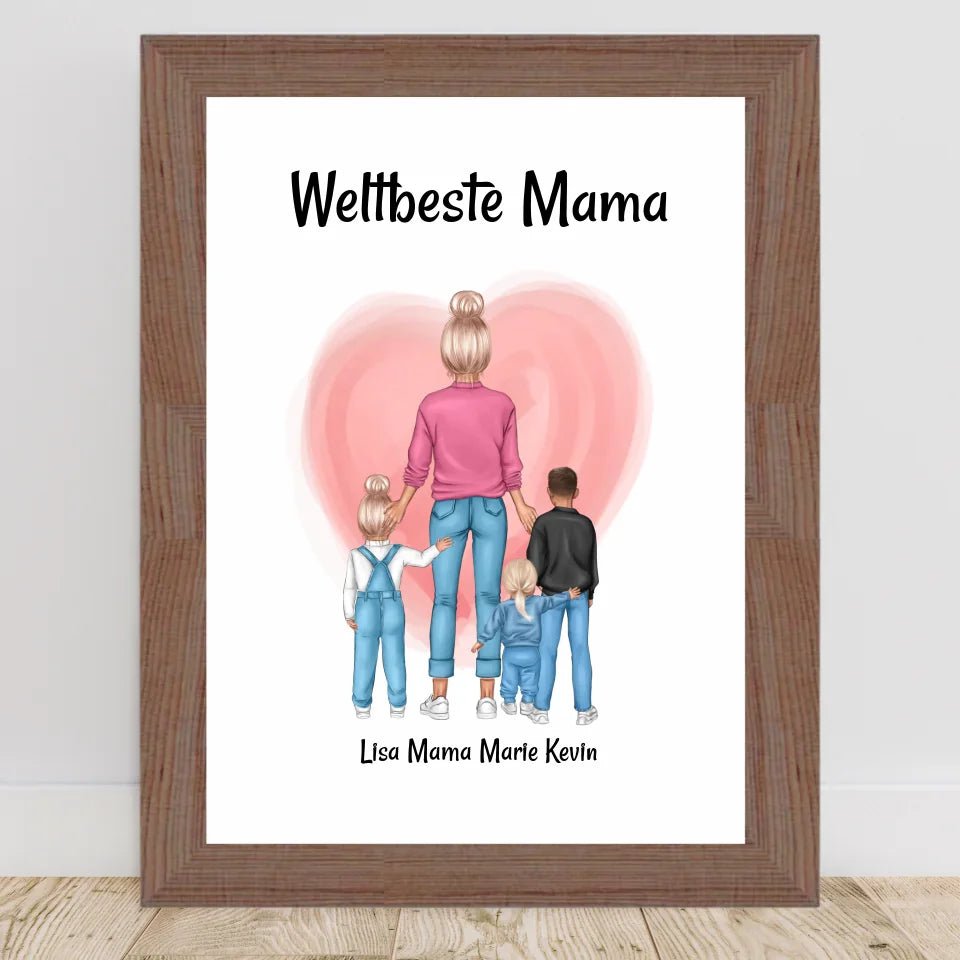 Muttertagsgeschenk Mama 1 - 3 Kinder Bild personalisiert - Cantty