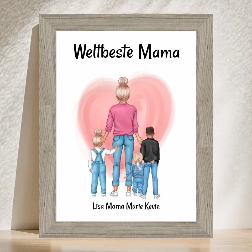 Muttertagsgeschenk Mama 1 - 3 Kinder Bild personalisiert - Cantty
