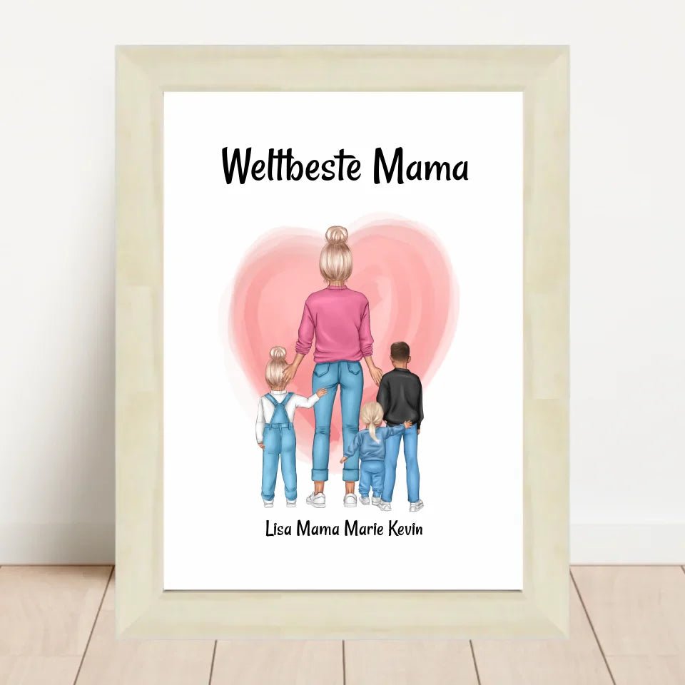 Muttertagsgeschenk Mama 1 - 3 Kinder Bild personalisiert - Cantty
