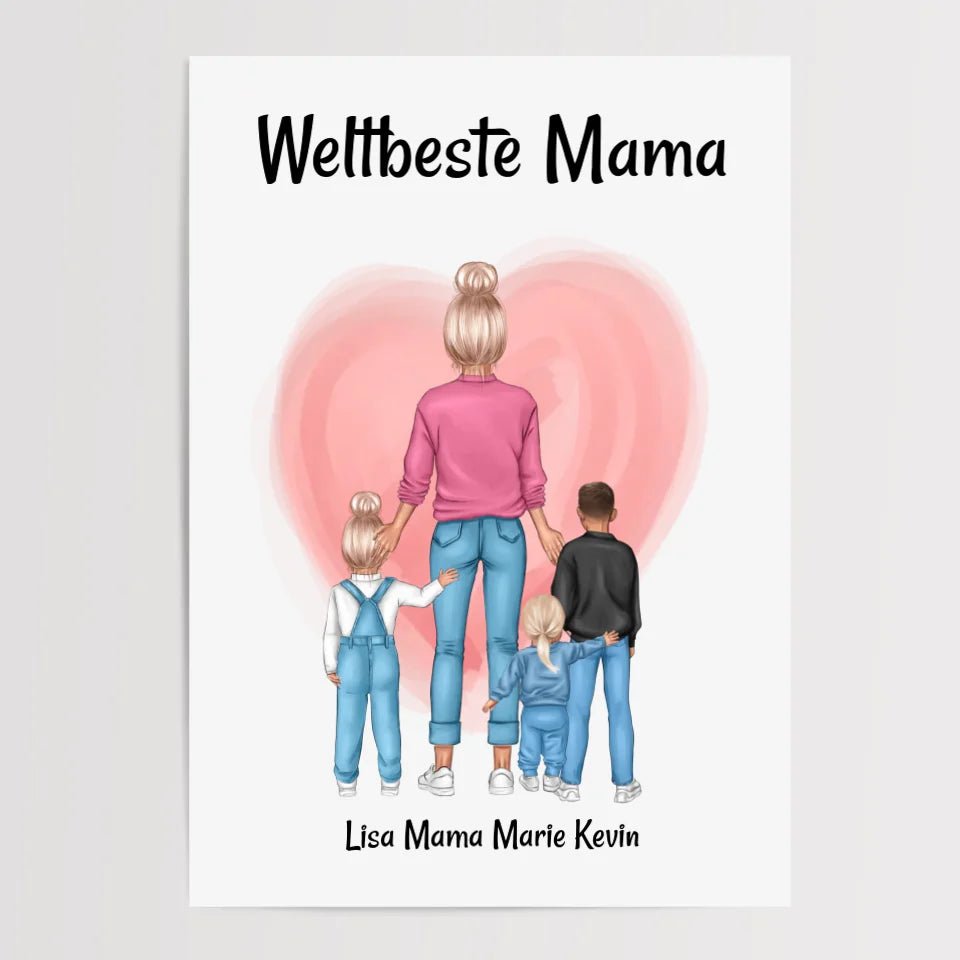 Muttertagsgeschenk Mama 1 - 3 Kinder Bild personalisiert - Cantty