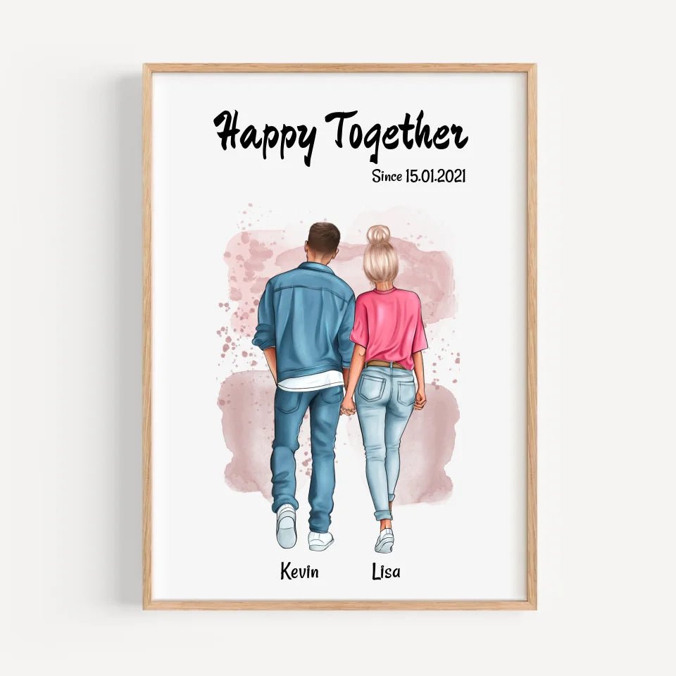 Jahrestag Freund Freundin Poster personalisiert, Paar Bild gestalten - Cantty